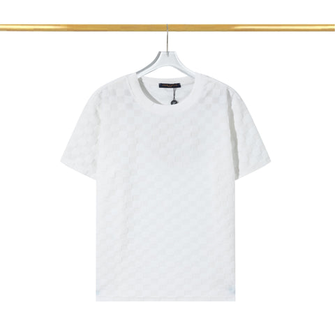 Checkerboard raised fleece cotton T-shirt