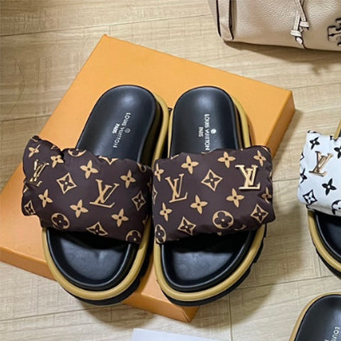 Letter Buckle Velcro Slippers