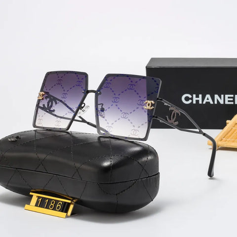 Retro Watermark Letter Metal Frame Sunglasses