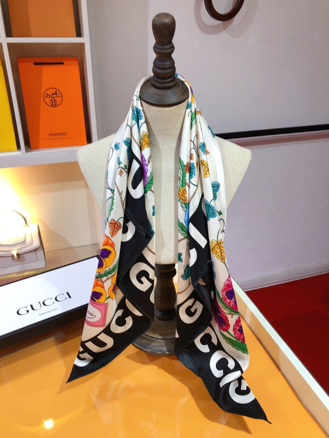 Floral Print Silk Scarf